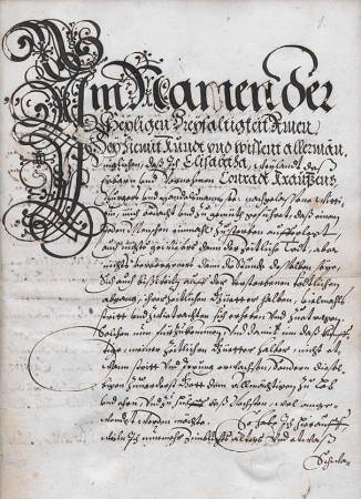 Testament von Elisabeth Krauß, 1639. Bildnachweis: Stadtarchiv Nürnberg D 23 Nr. A 30