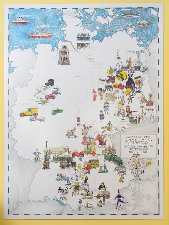 Die Landkarte der Spielzeughersteller im Spielzeugmuseum. Foto: Uwe Niklas